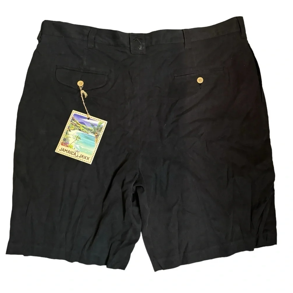 NEW! JAMAICA JAXX Shorts Men's SZ 42 Black Pleated Luxury 100% Silk Vacation NWT